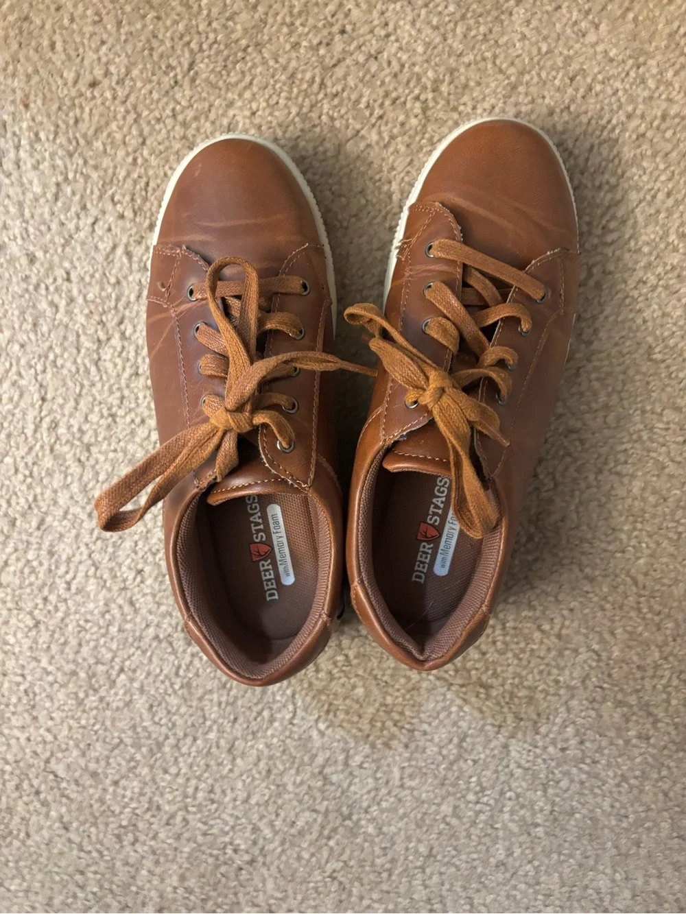 Deer Stags Boys Tan Brown Lace-Up Casual Sneakers
